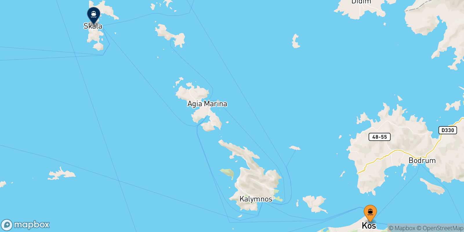 Kos Patmos route map