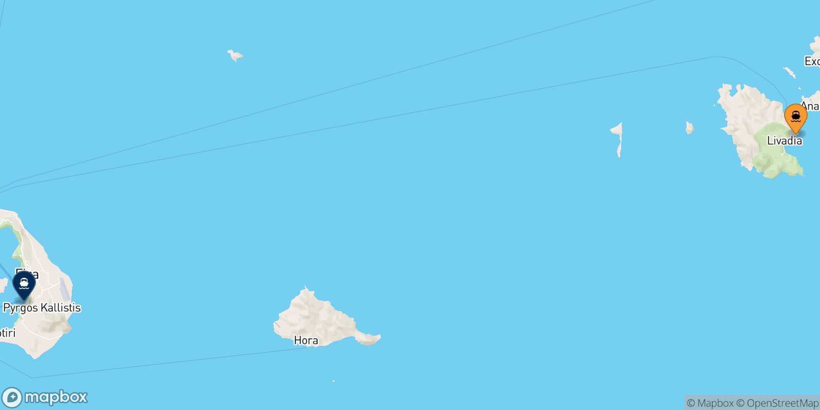 Astypalea Thira (Santorini) route map