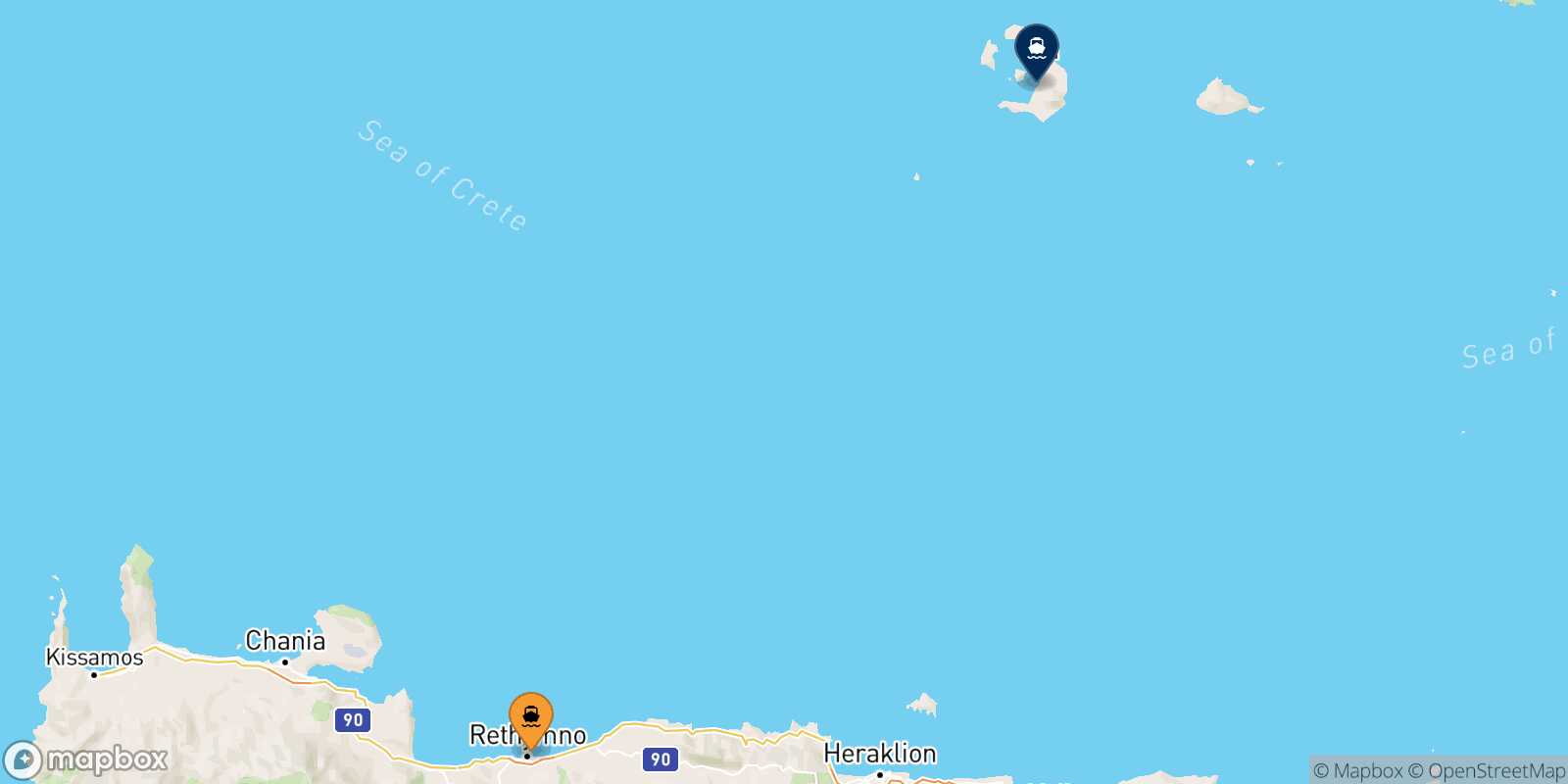 Rethimno Thira (Santorini) route map