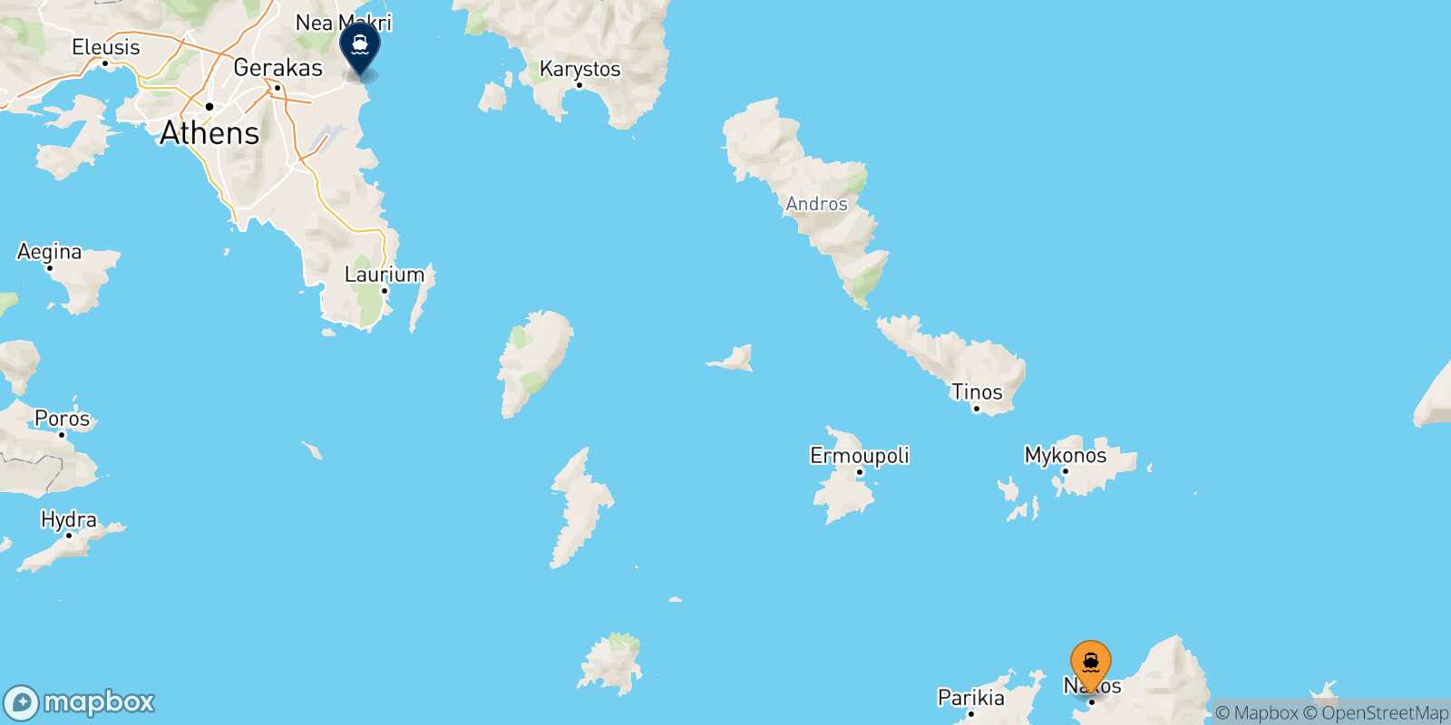 Naxos Rafina route map