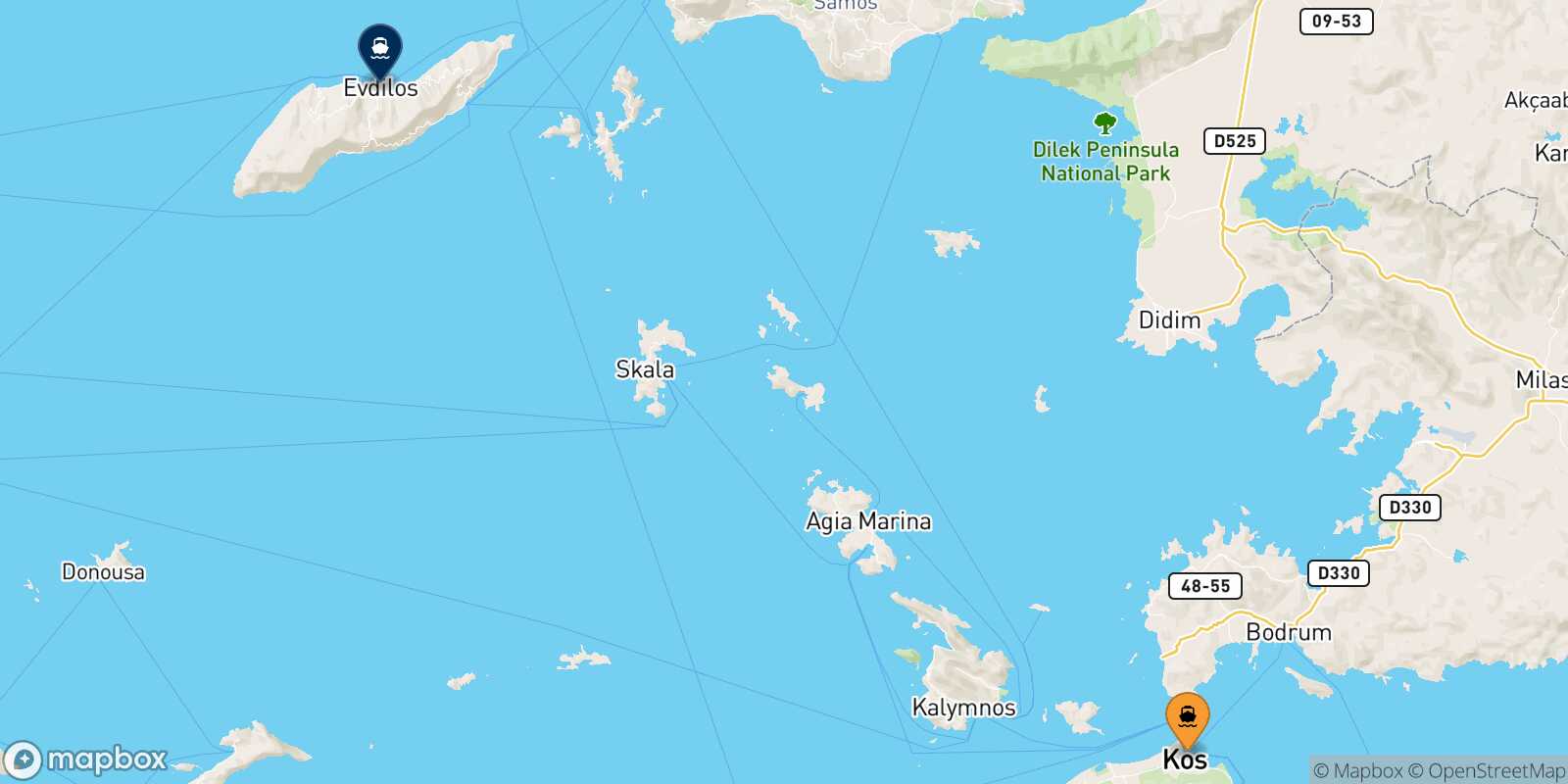 Kos Agios Kirikos (Ikaria) route map