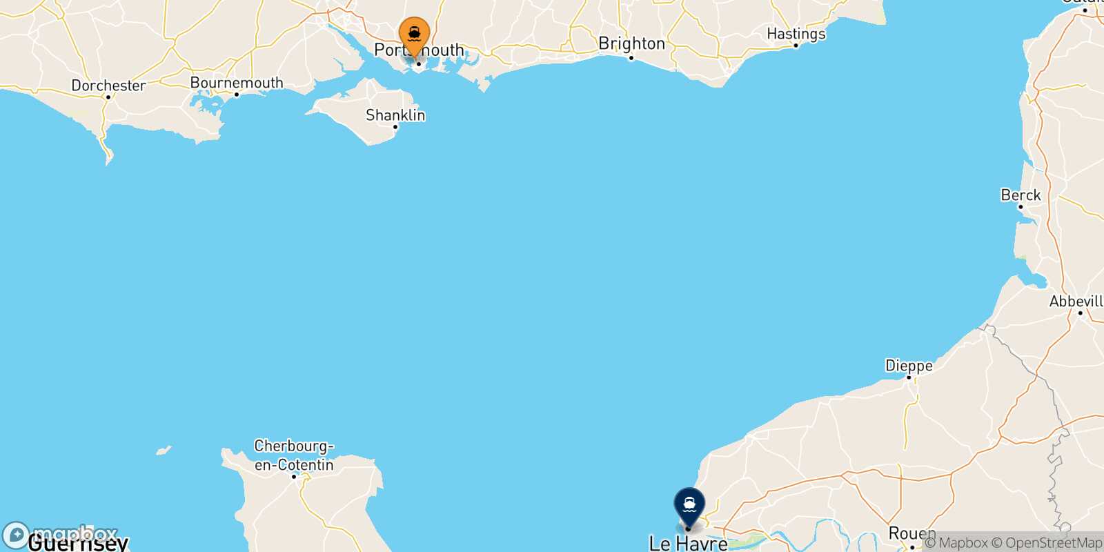 Portsmouth Le Havre route map