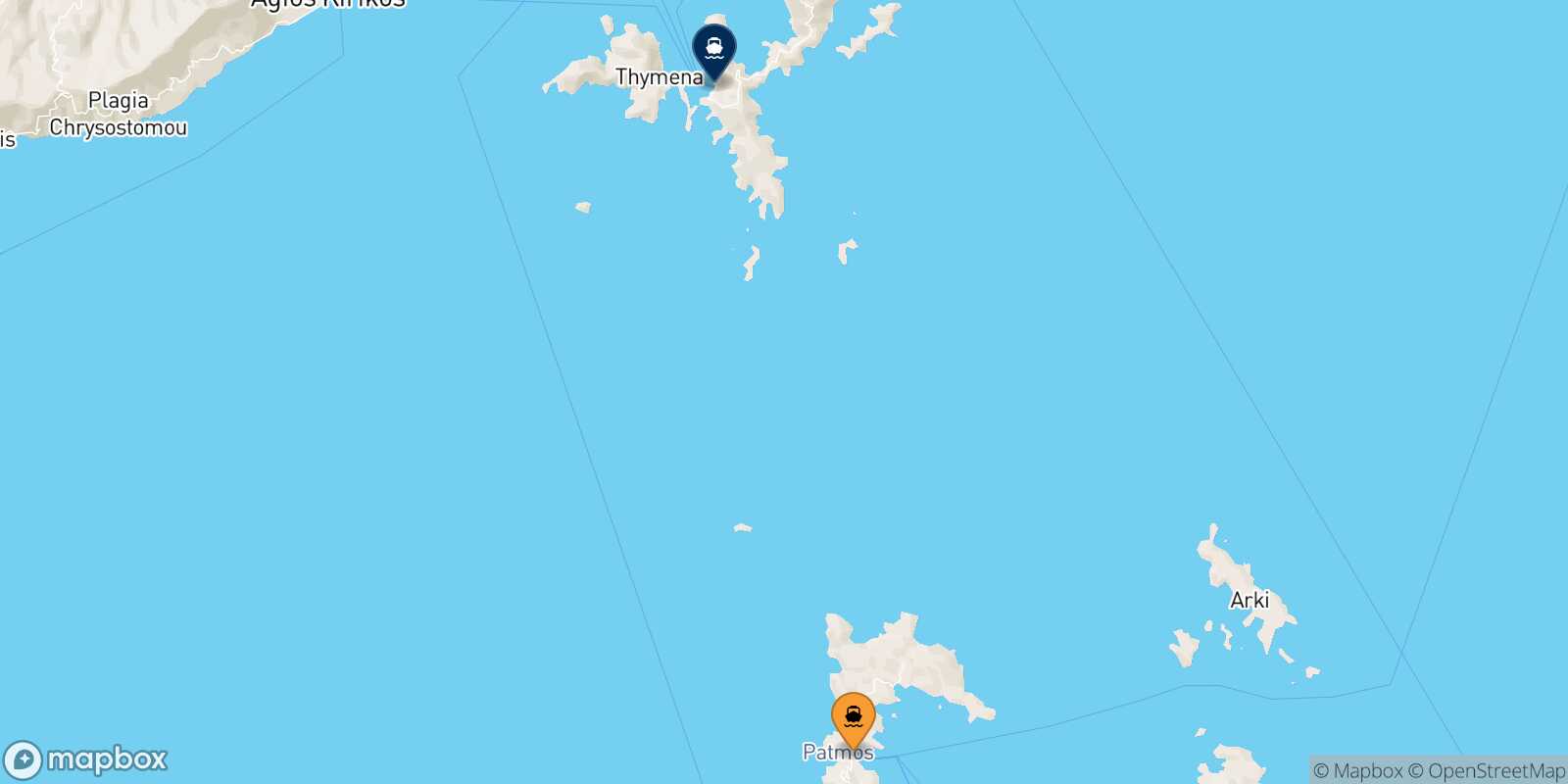 Patmos Fourni route map