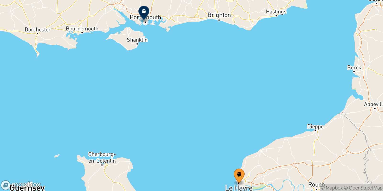 Le Havre Portsmouth route map