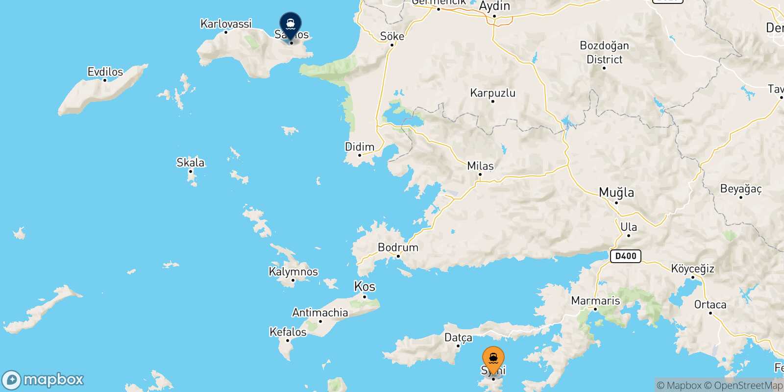 Symi Vathi (Samos) route map