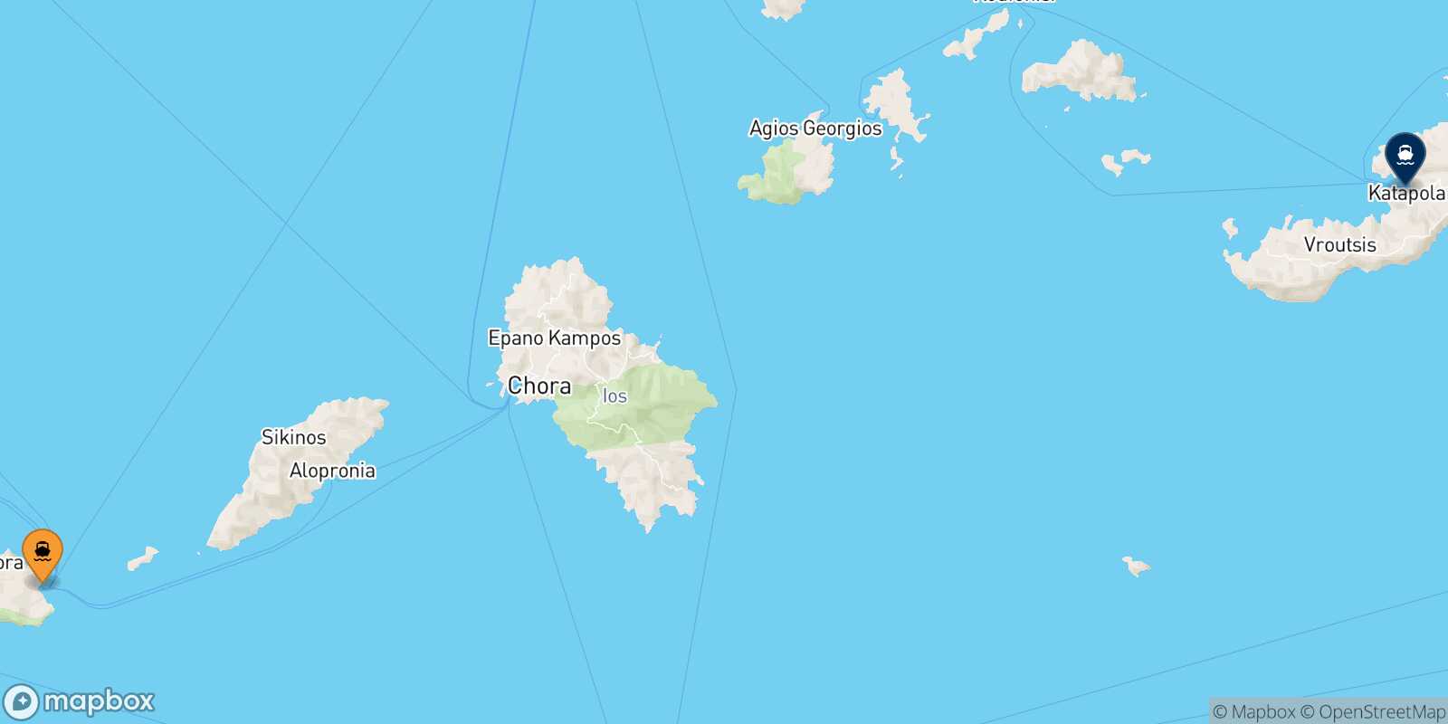 Folegandros Katapola (Amorgos) route map