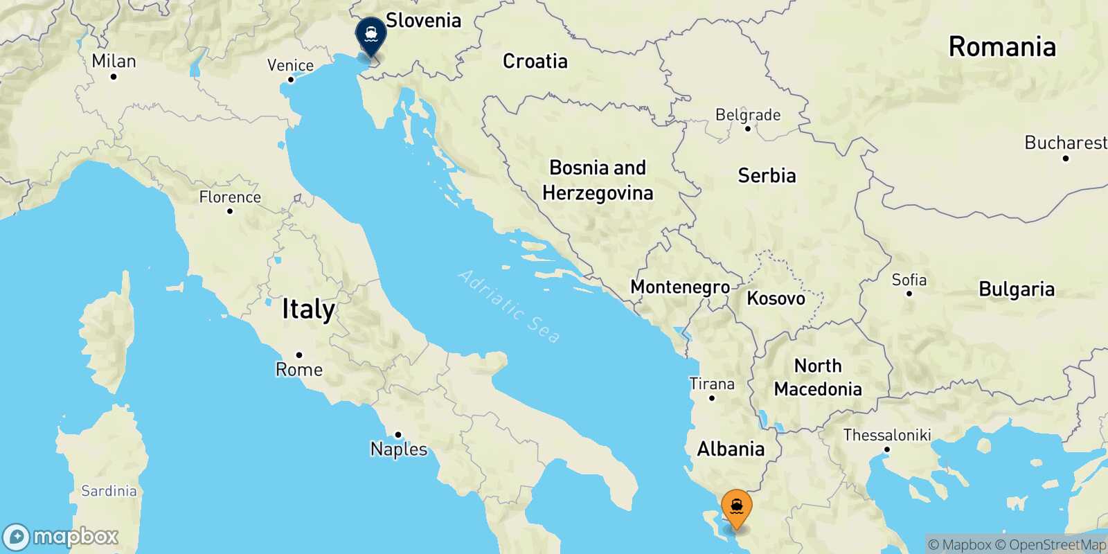 Igoumenitsa Trieste route map