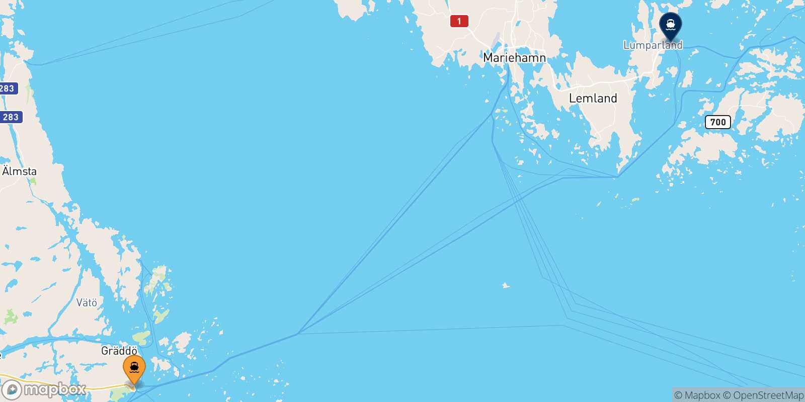 Kapellskar Långnäs route map