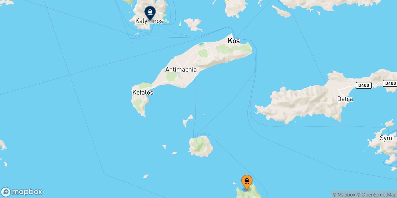 Tilos Kalymnos route map