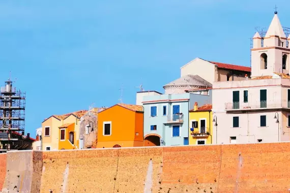 View of the city walls in Termoli, Italy.