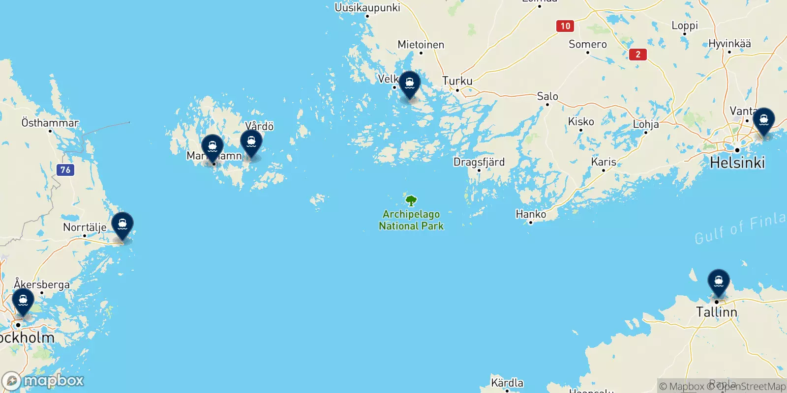 Tallink Silja Line destinations map