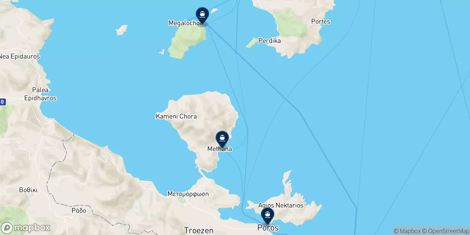 Saronic Ferries destinations map