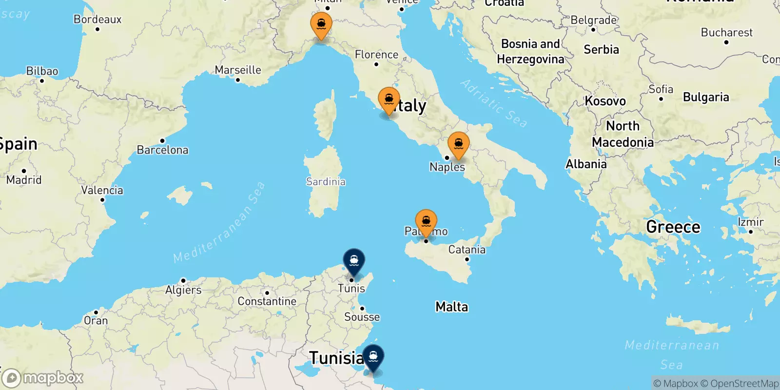 Ferries from Italy to Tunisia