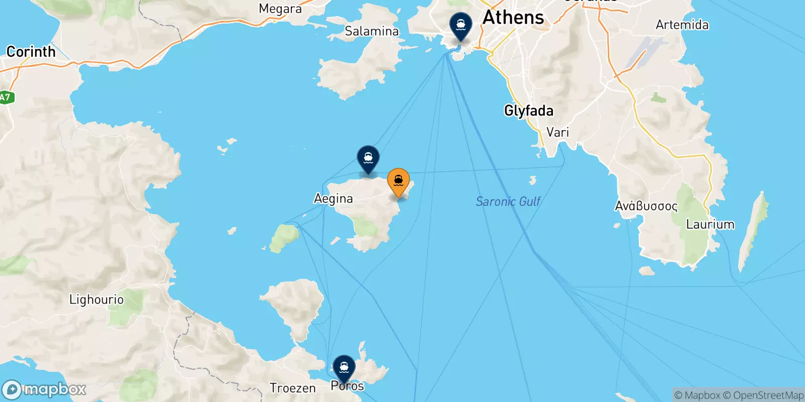 Ferries from Agia Marina (Aegina) to Greece