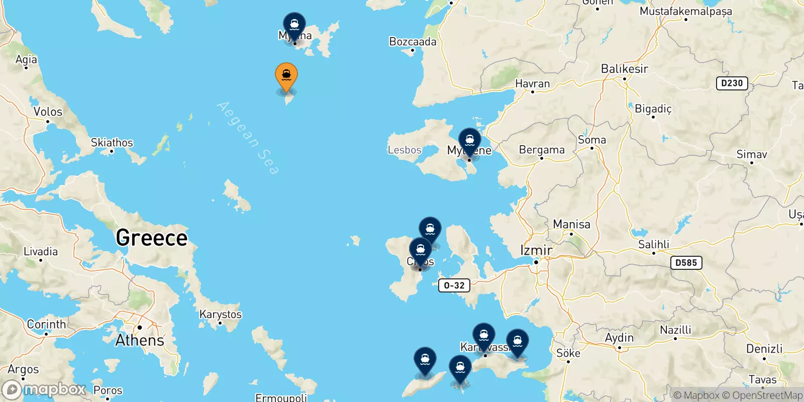 Ferries from Agios Efstratios to the Aegean Islands