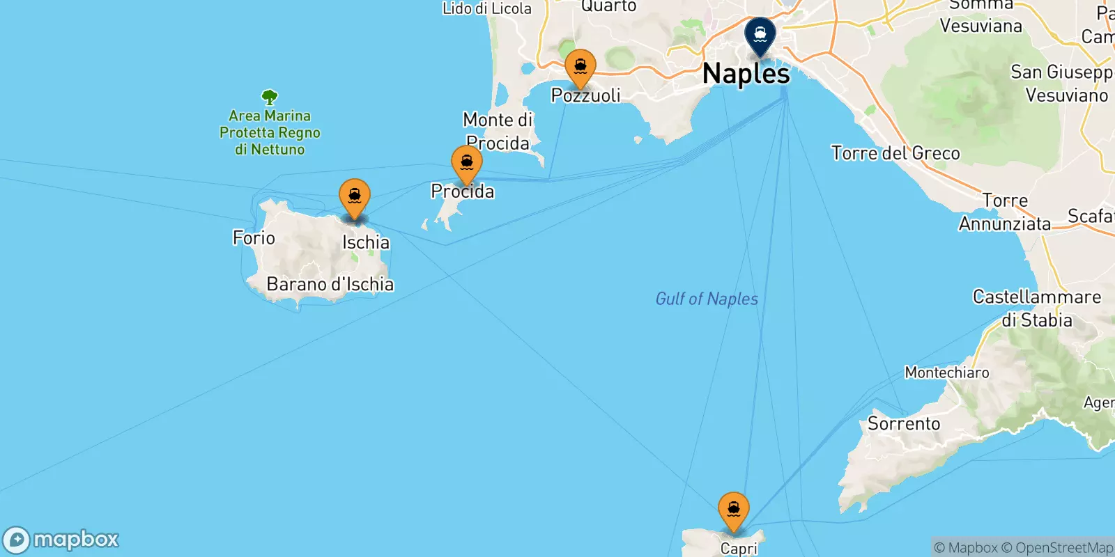 Ferries from Gulf Of Naples to Naples Beverello