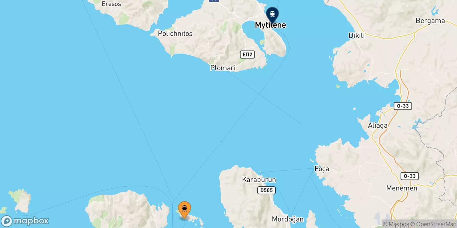 Ferries from Inousses to Mytilene (Lesvos)