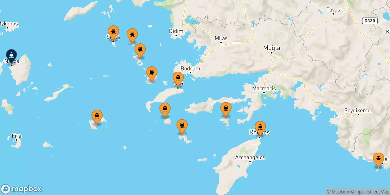 Ferries from the Dodecanese Islands to Naxos