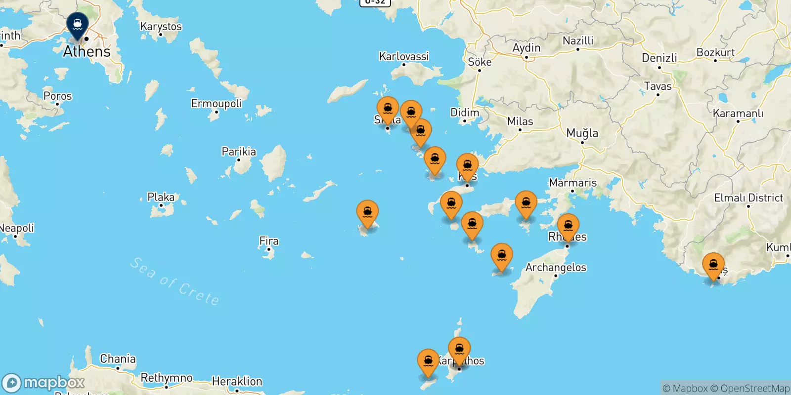 Ferries from the Dodecanese Islands to Piraeus