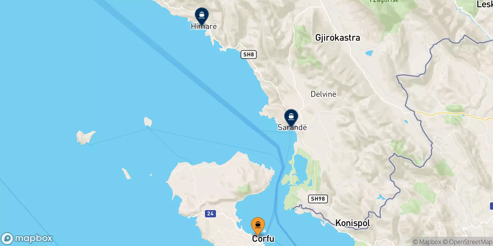 Ferries from the Ionian Islands to Albania