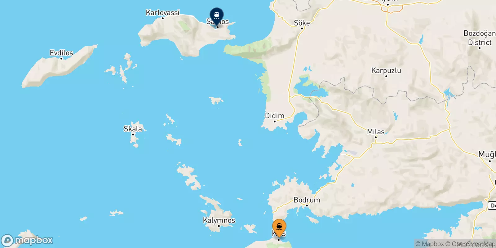 Ferries from Kos to Vathi (Samos)