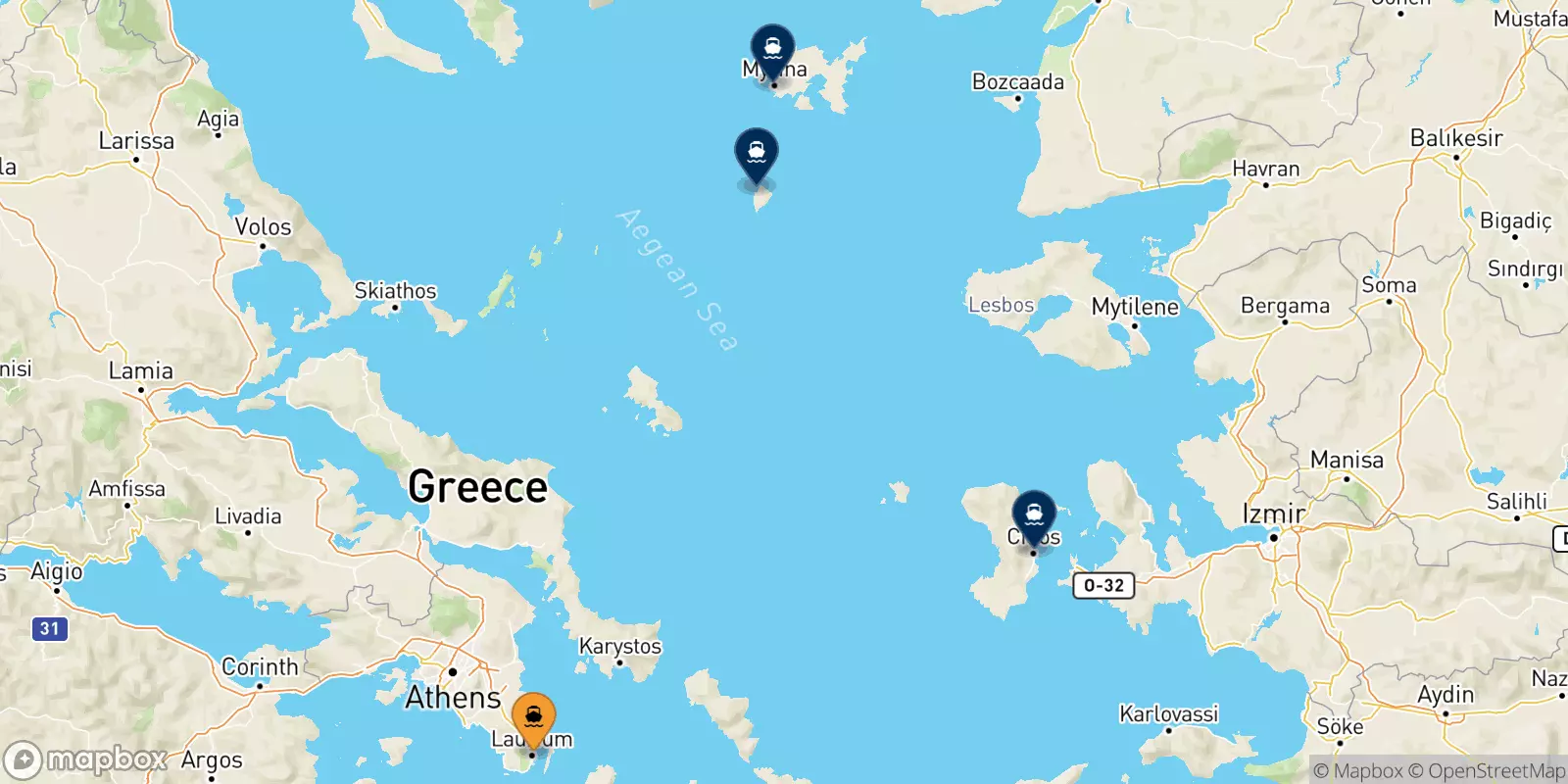 Ferries from Lavrio to the Aegean Islands