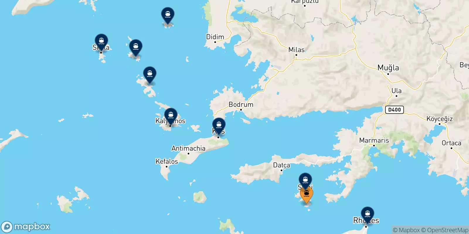 Ferries from Panormitis (Symi) to the Dodecanese Islands