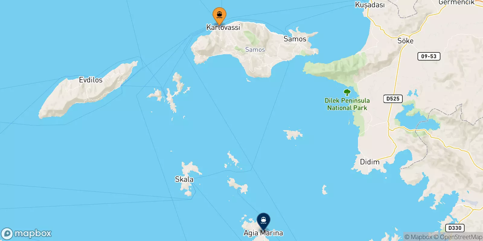 Ferries from Pythagorio (Samos) to Leros