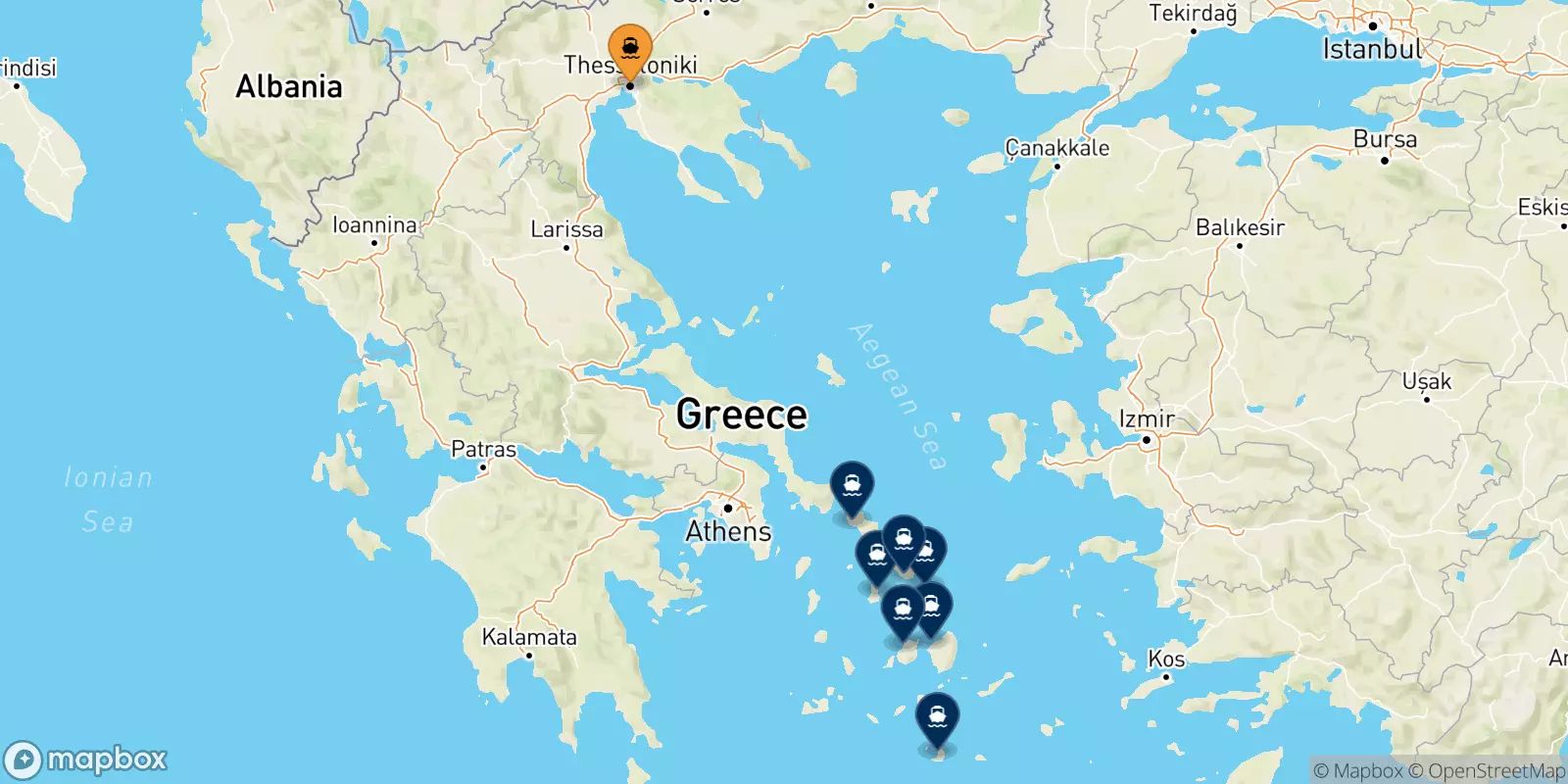 Ferries from Thessaloniki to the Cyclades Islands