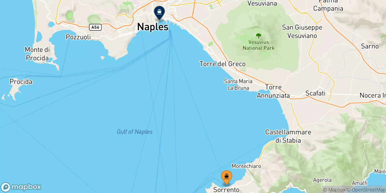 Ferries from Sorrento to Naples Beverello