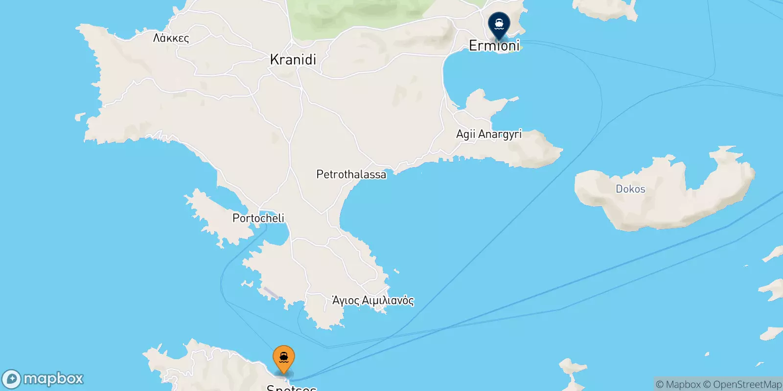 Ferries from Spetses to Hermioni