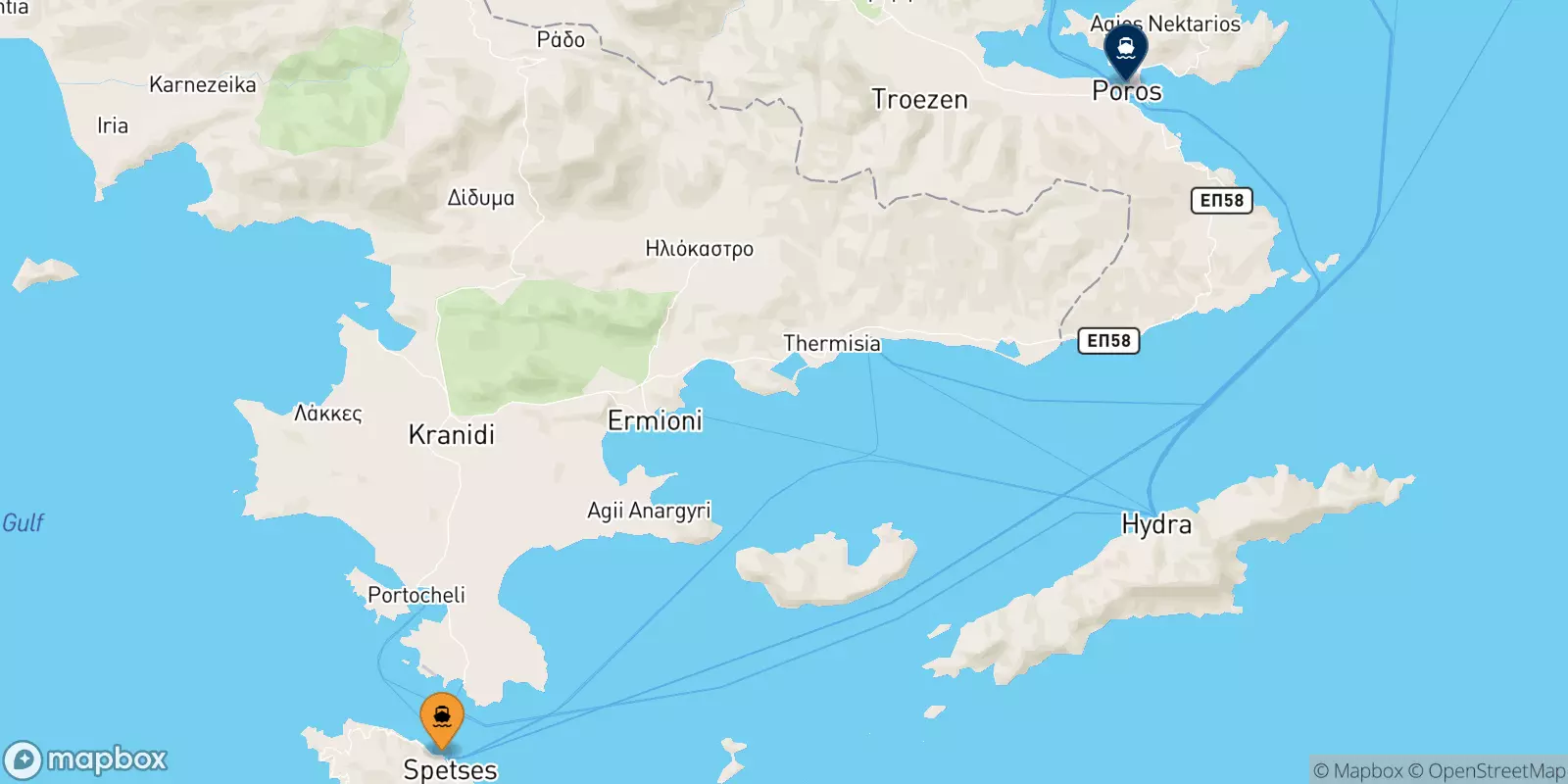 Ferries from Spetses to Poros