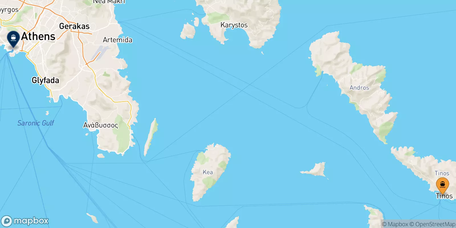 Ferries from Tinos to Piraeus