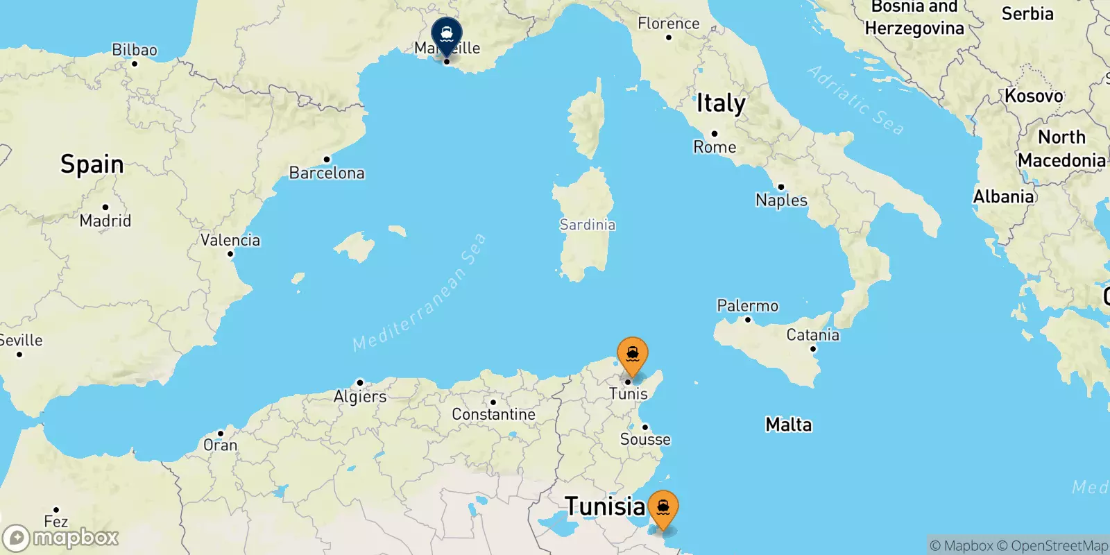 Ferries from Tunisia to Marseille