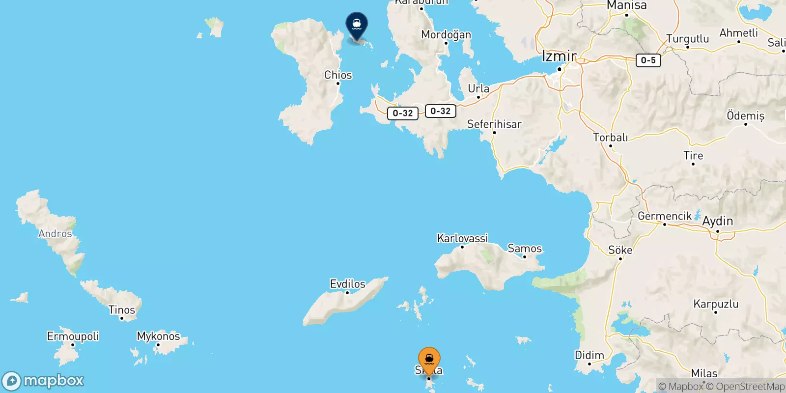 Ferries from the Dodecanese Islands to Inousses