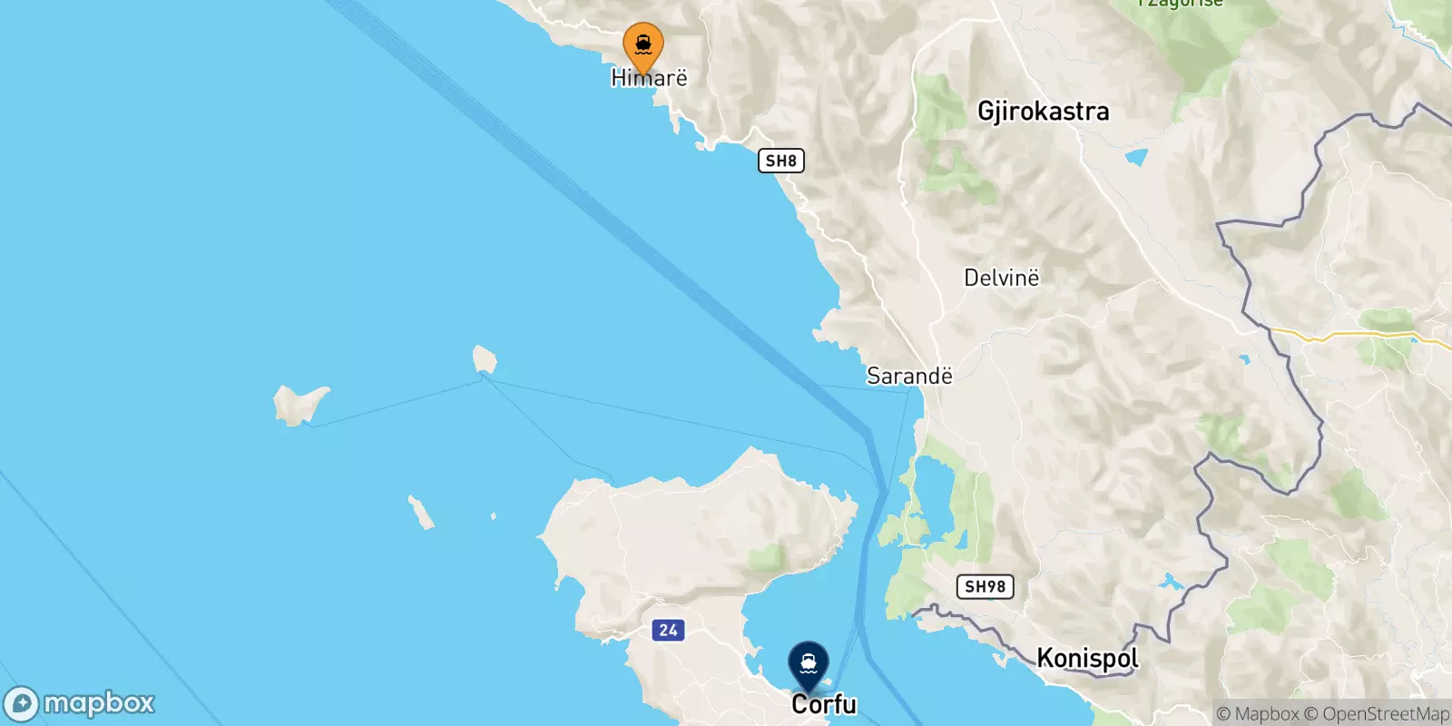 Ferries from Himare to Greece