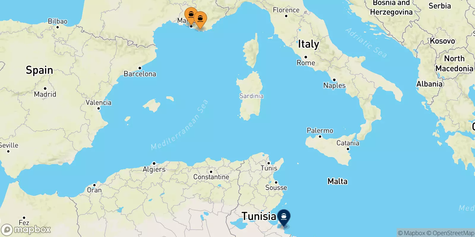 Ferries from France to Zarzis