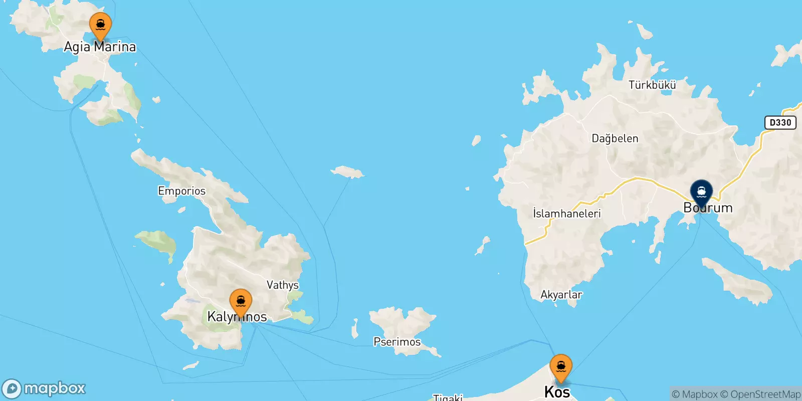 Ferries from the Dodecanese Islands to Turgutreis