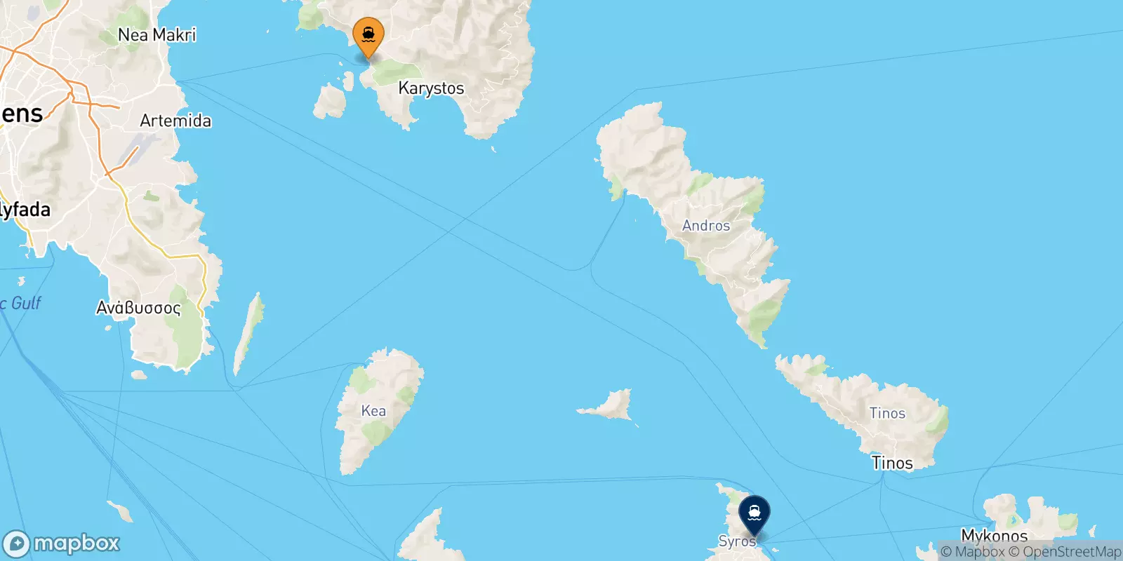 Ferries from Karystos to Syros