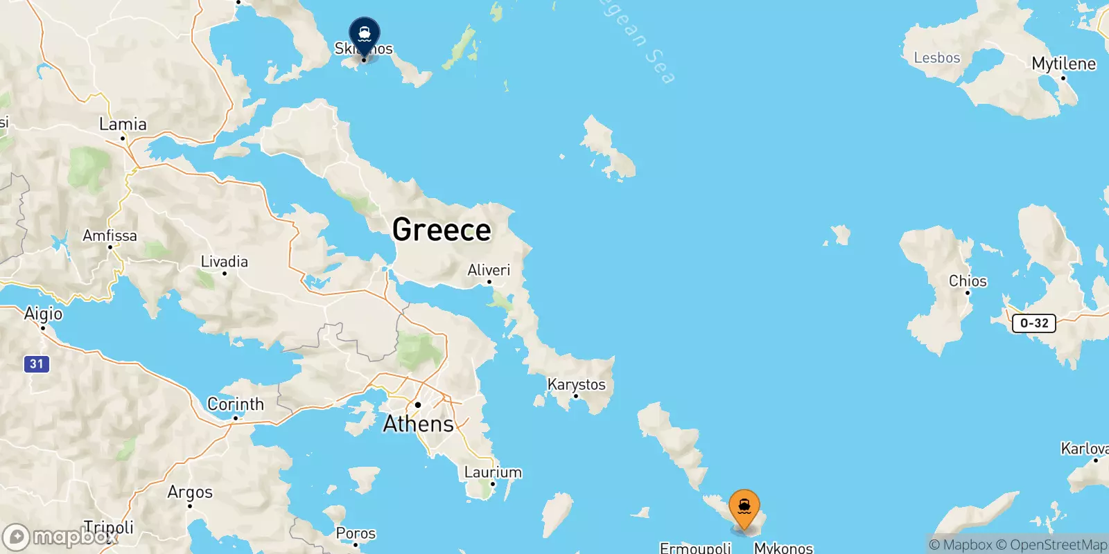 Ferries from Tinos to Skiathos