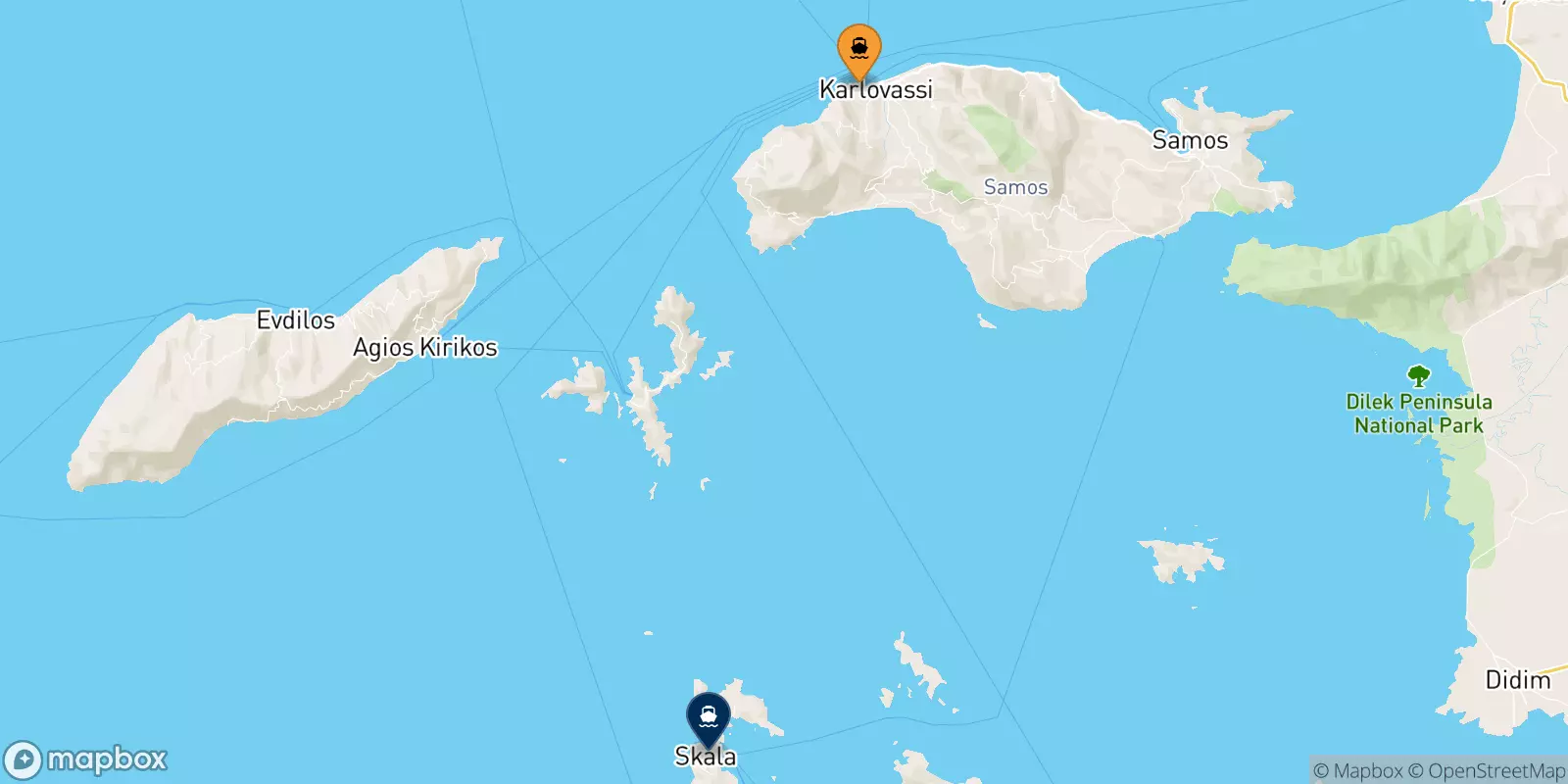 Ferries from Karlovassi (Samos) to the Dodecanese Islands