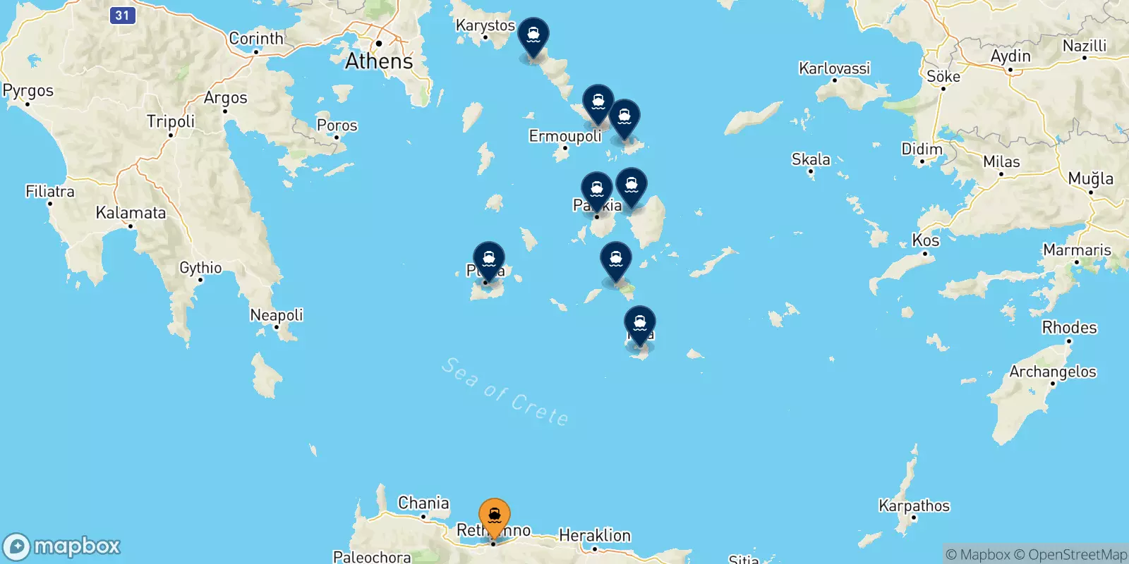 Ferries from Rethimno to the Cyclades Islands