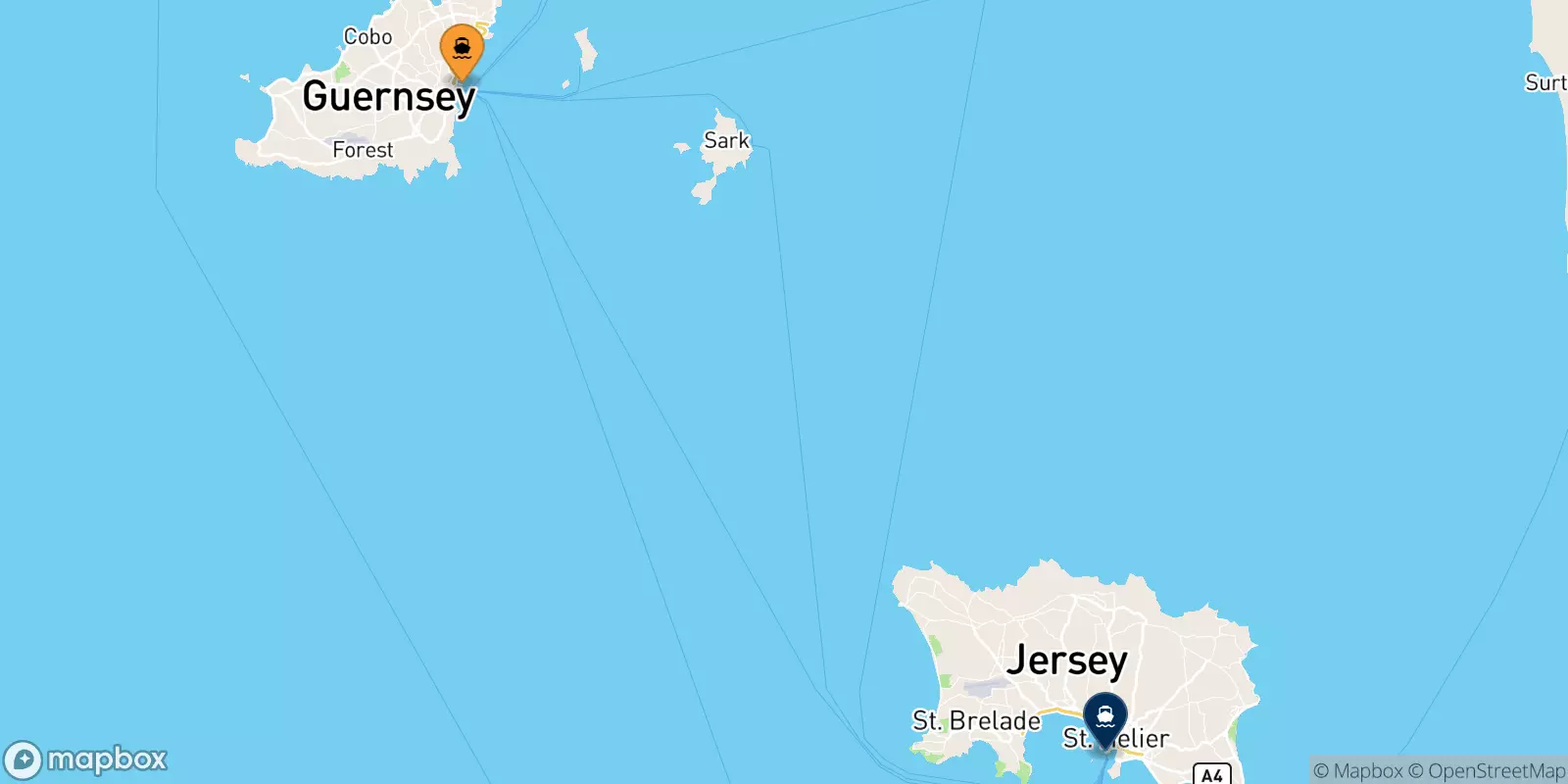Ferries from Guernsey to (St Helier) Jersey