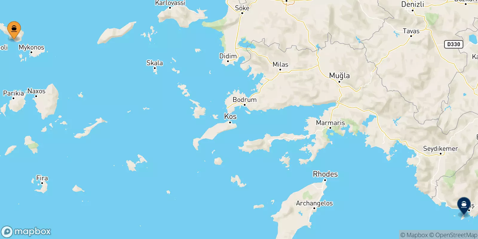 Ferries from Tinos to Kastelorizo Ferries from Tinos to Kastelorizo