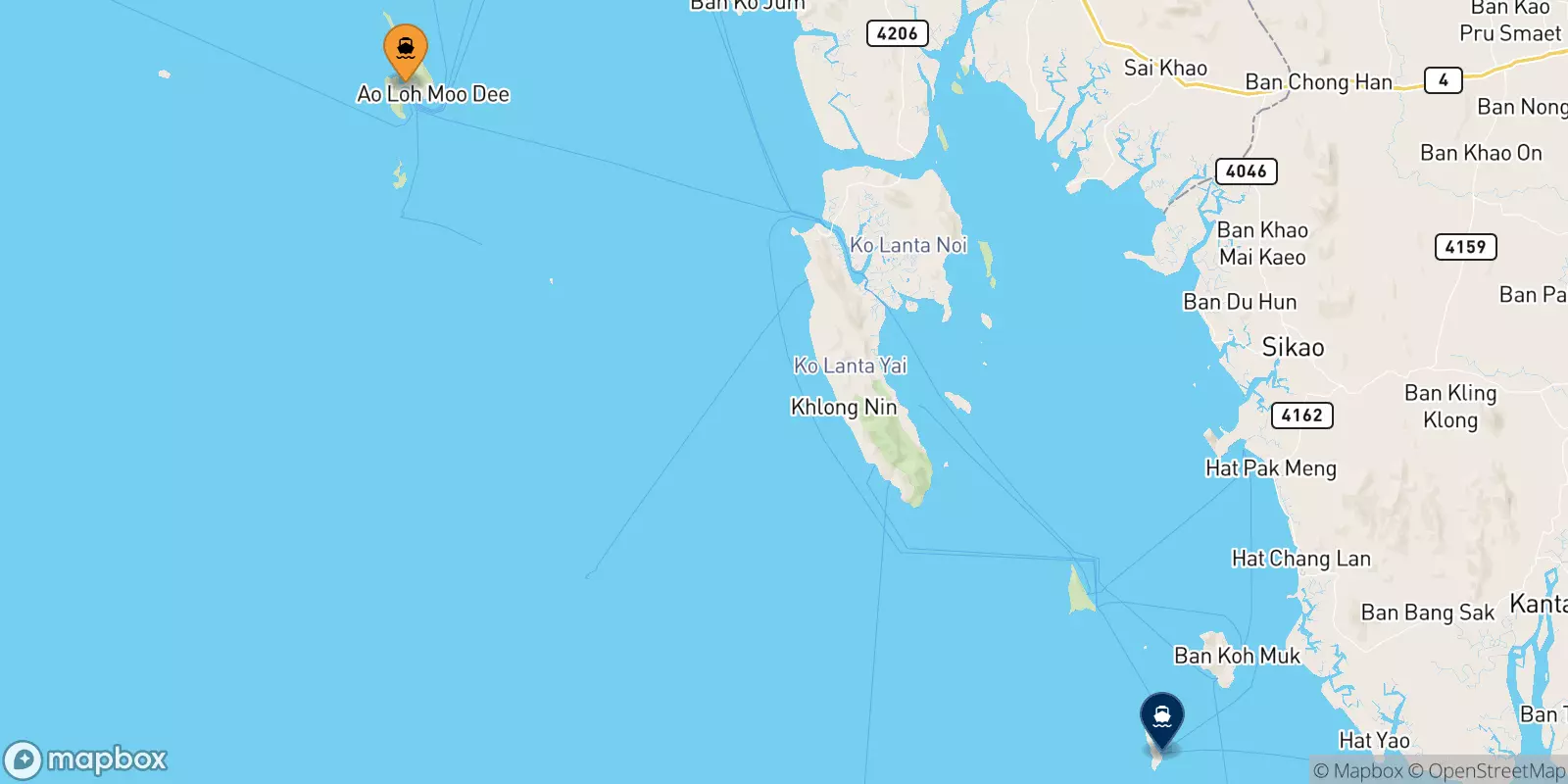 Ferries from the Phi Phi Islands to Koh Kradan Beach