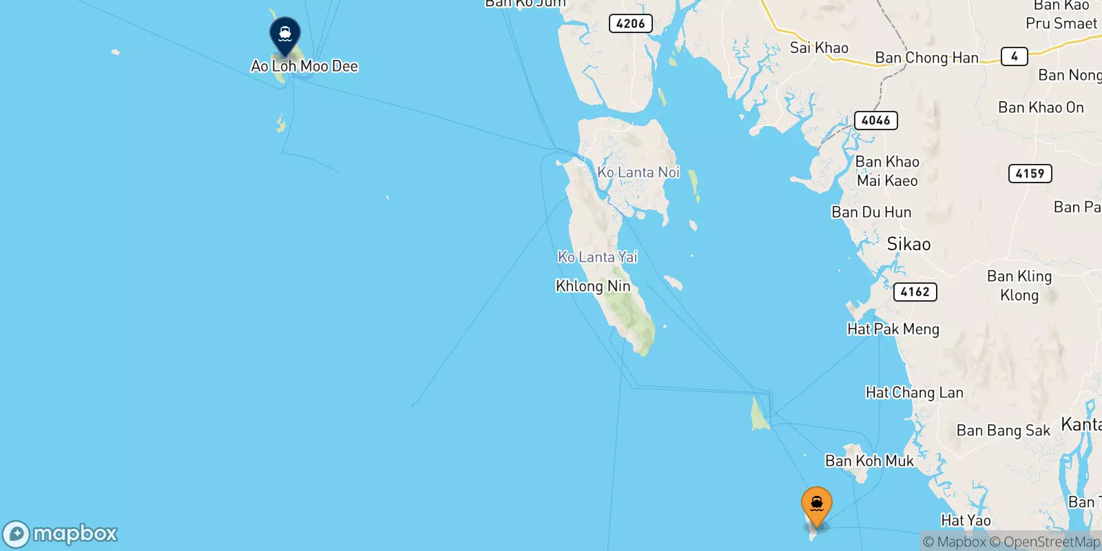 Ferries from Koh Kradan Beach to the Phi Phi Islands