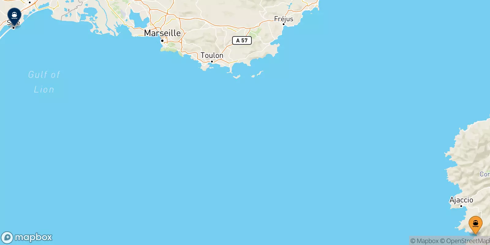 Ferries from Ajaccio to Sete